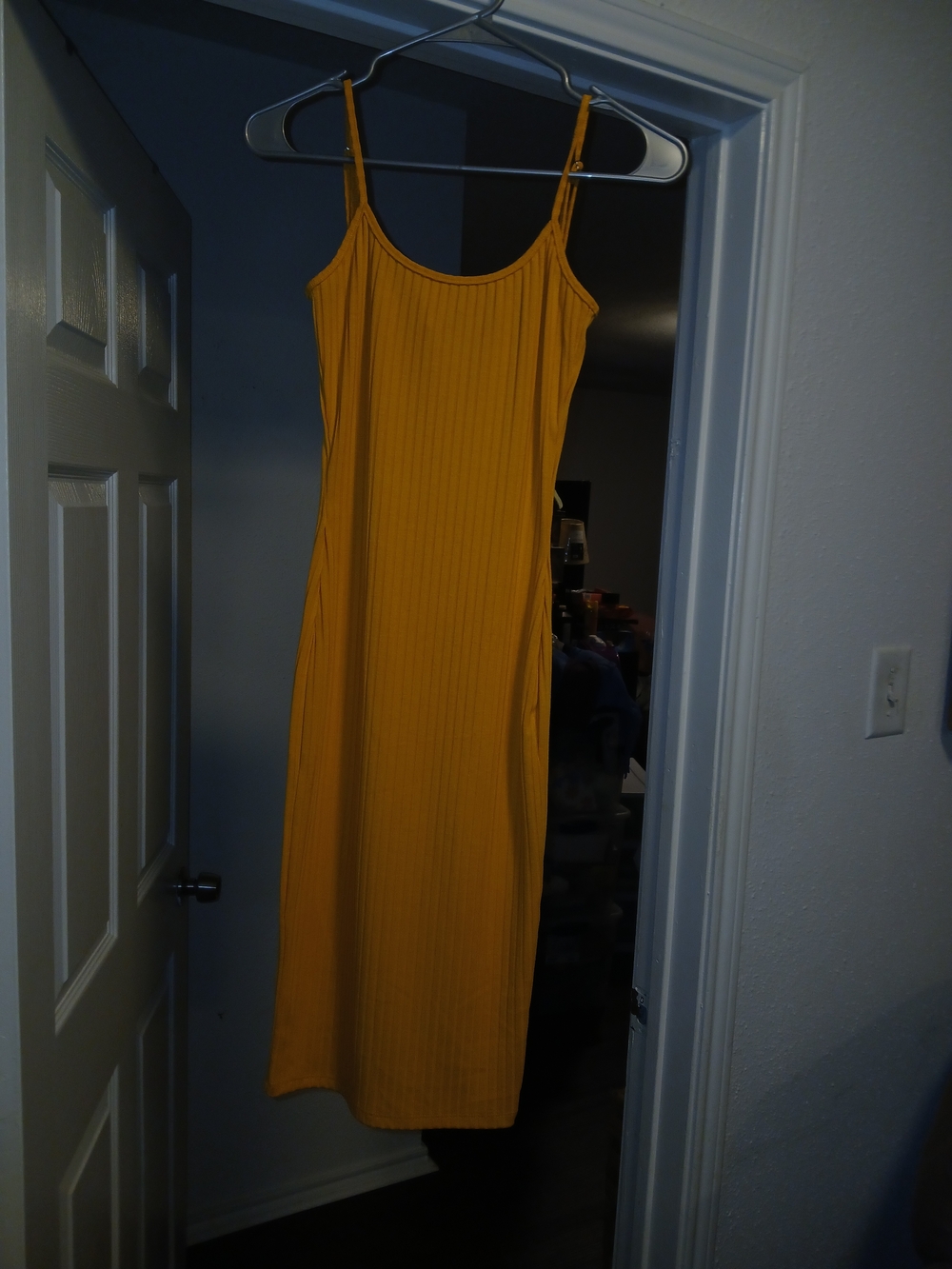 Mustard Yellow Ribbed Slip Dress - Women NWT